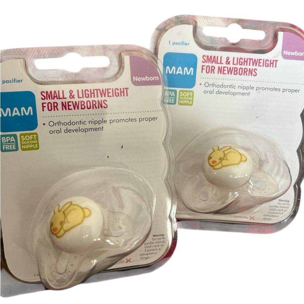 MAM LOT of 3 Small & Lightweight Newborn Pacifier BPA Free Soft Silicone Newborn